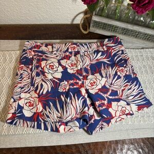 J.Crew Red White Blue Floral Hawaiian Print Chino Shorts Tropical Size 4